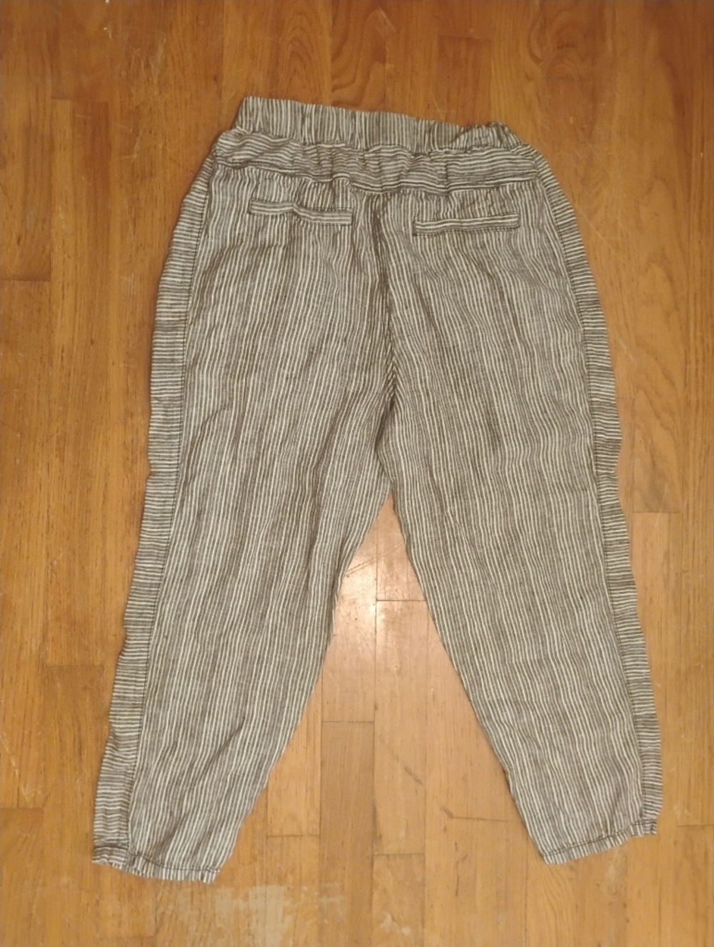 Anthropologie Hei Hei Striped High-Waist Tapered Pants - Gray/White - Picture 3 of 4